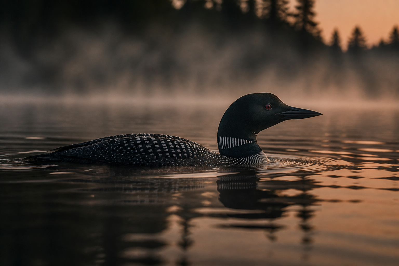 Loon on Lake Ontario water