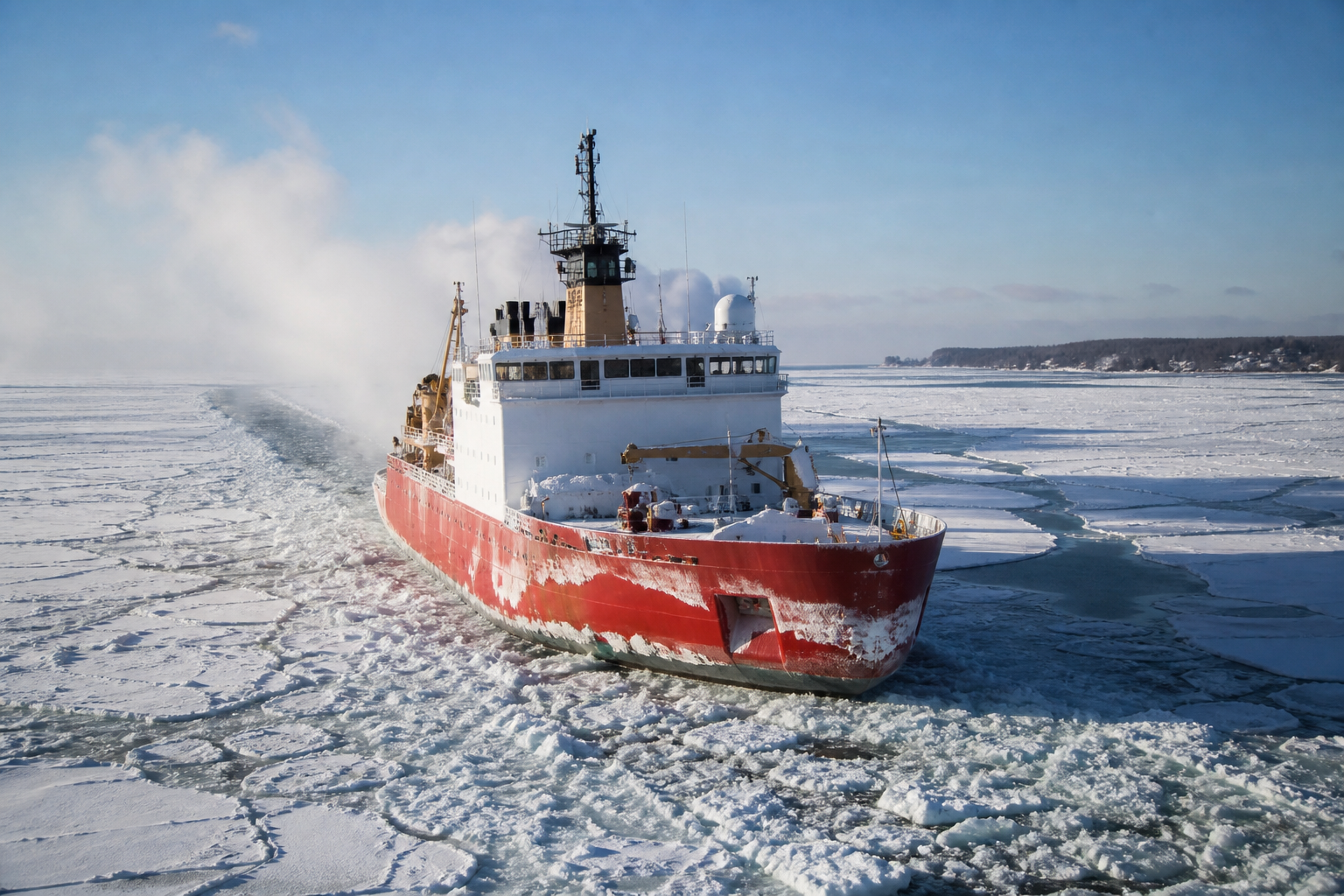 Icebreaker on America's lake